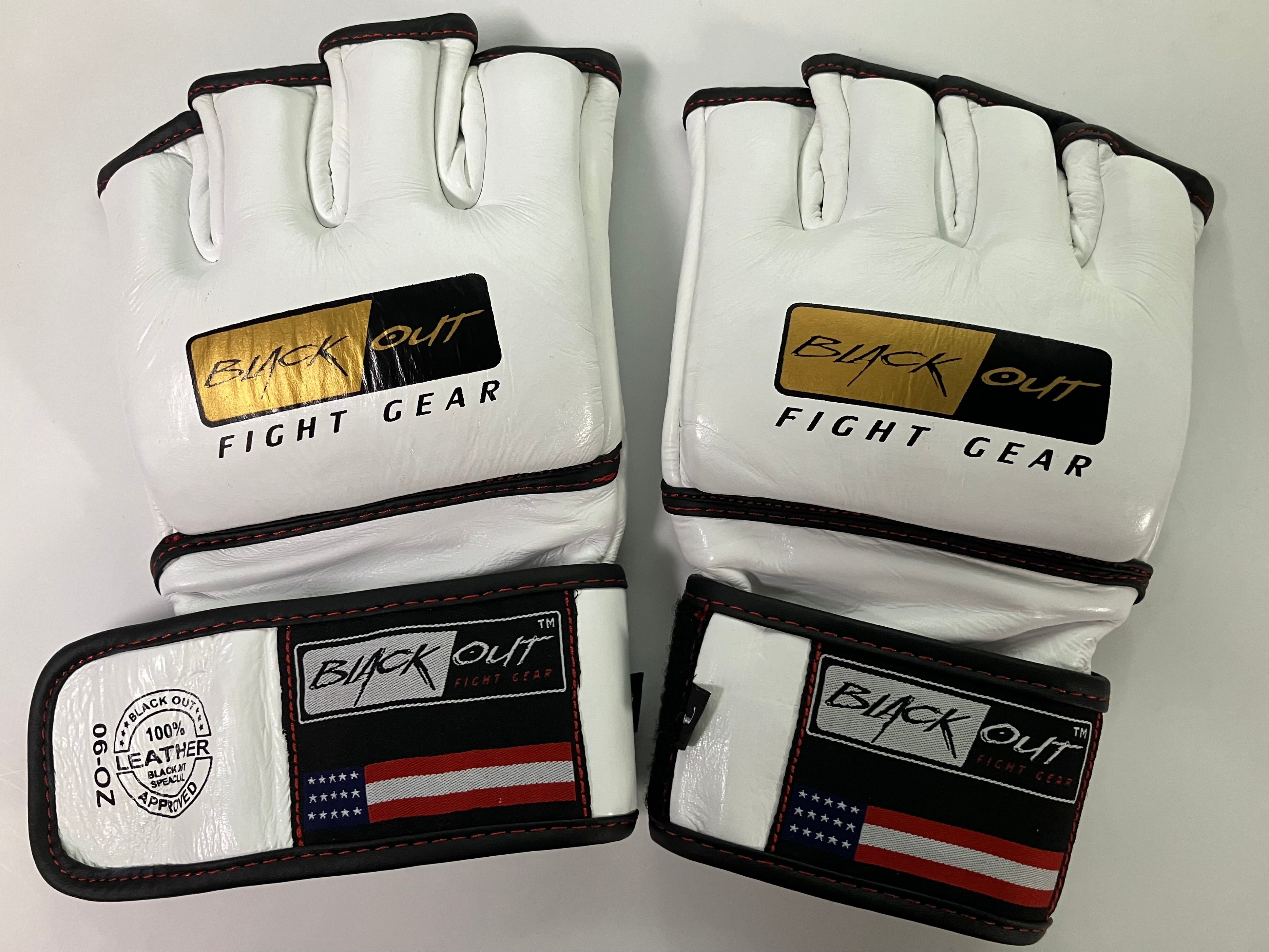 White Leather MMA Gloves