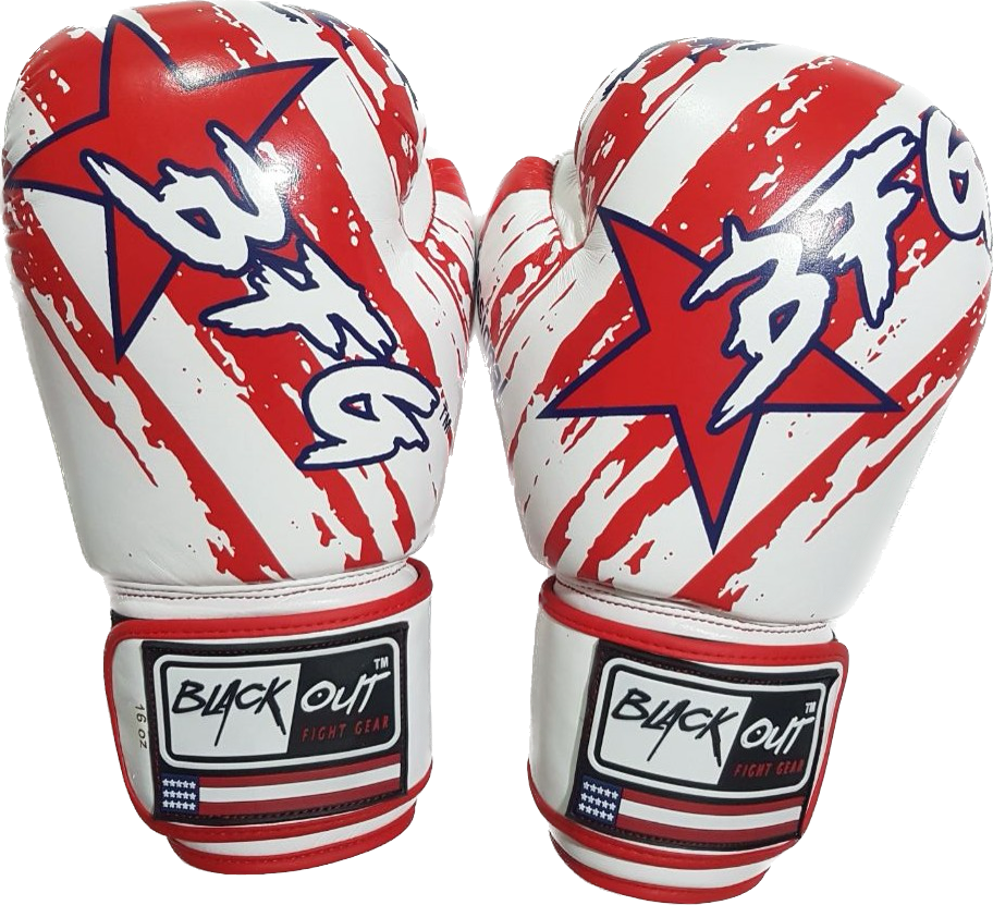 Red and white boxing gloves