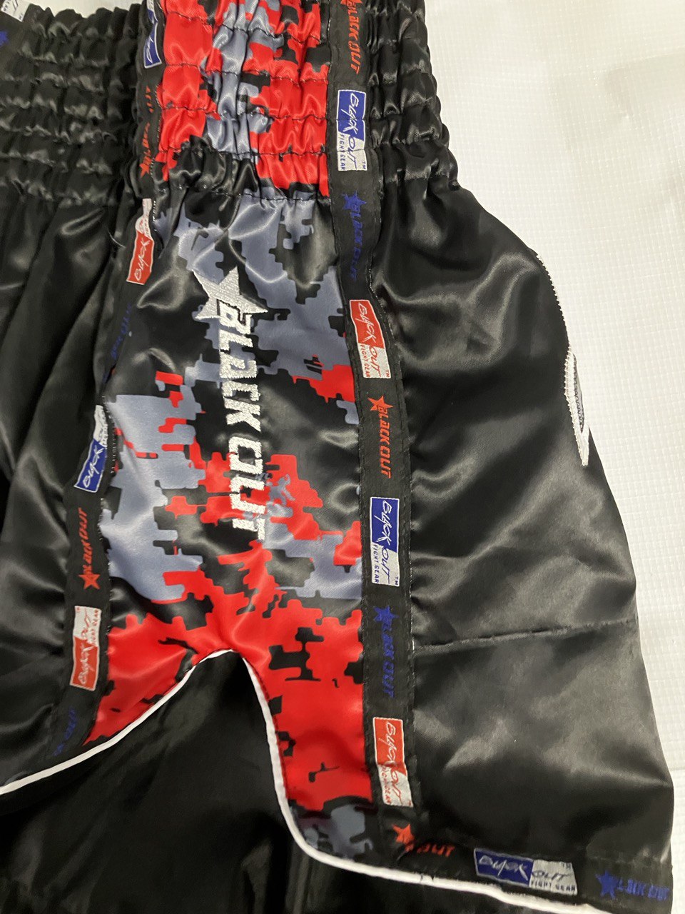 Black Muay Thai Shorts with Digital Camo Print