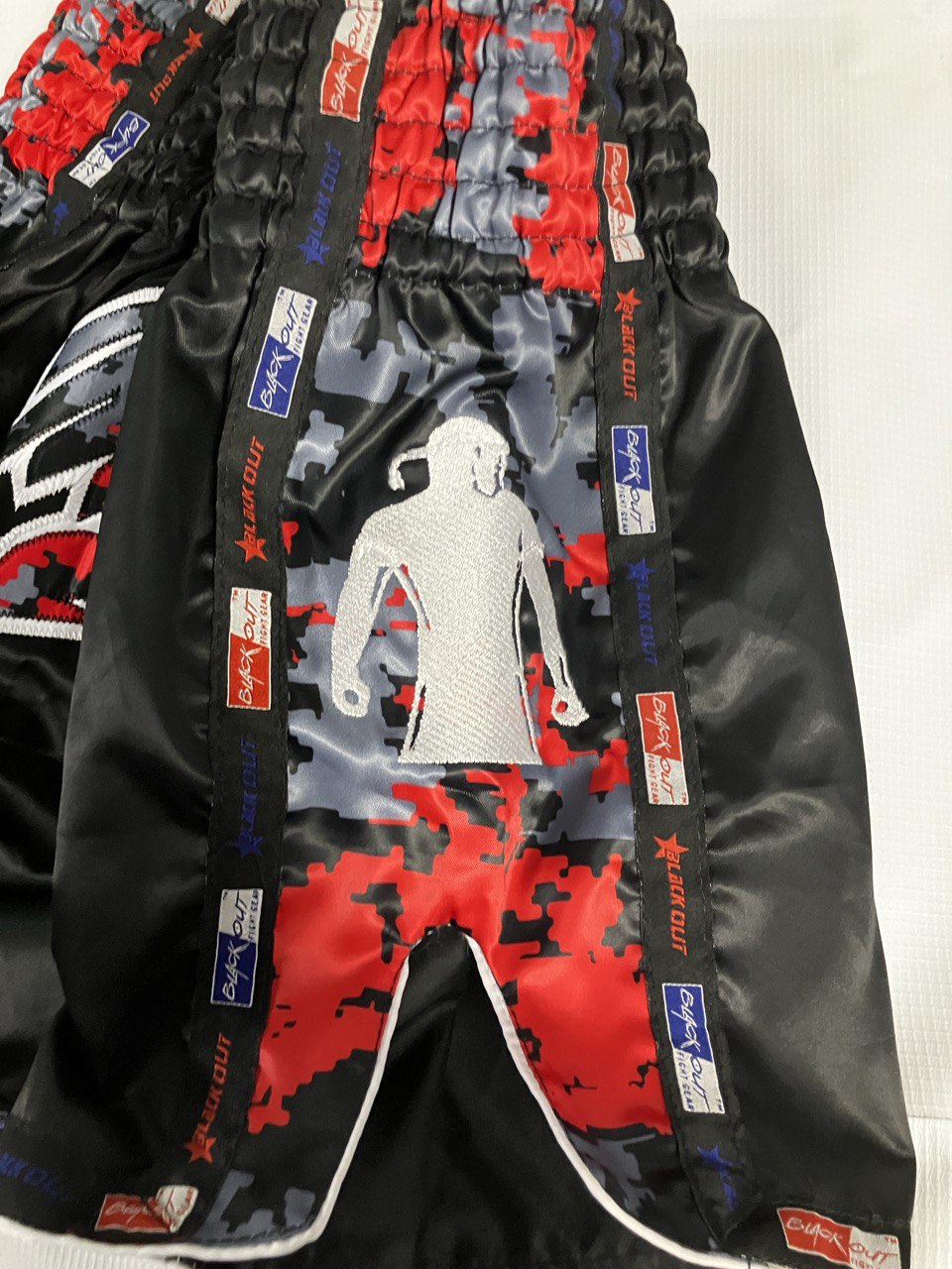 Black Muay Thai Shorts with Digital Camo Print