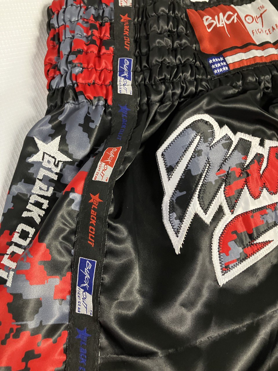 Black Muay Thai Shorts with Digital Camo Print