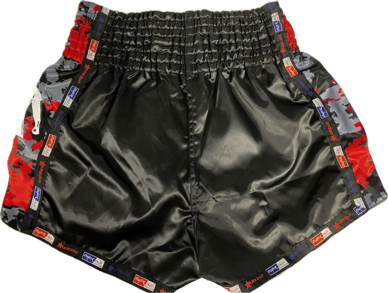 Black Muay Thai Shorts with Digital Camo Print