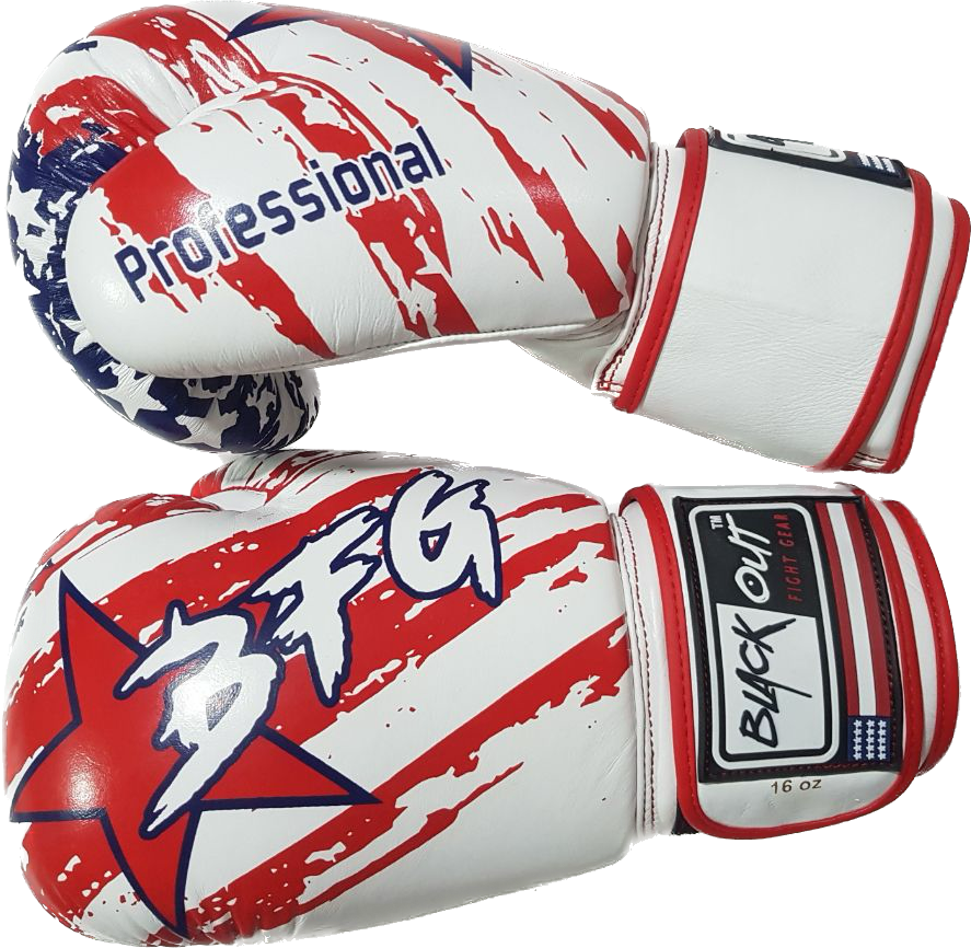 Red and white boxing gloves