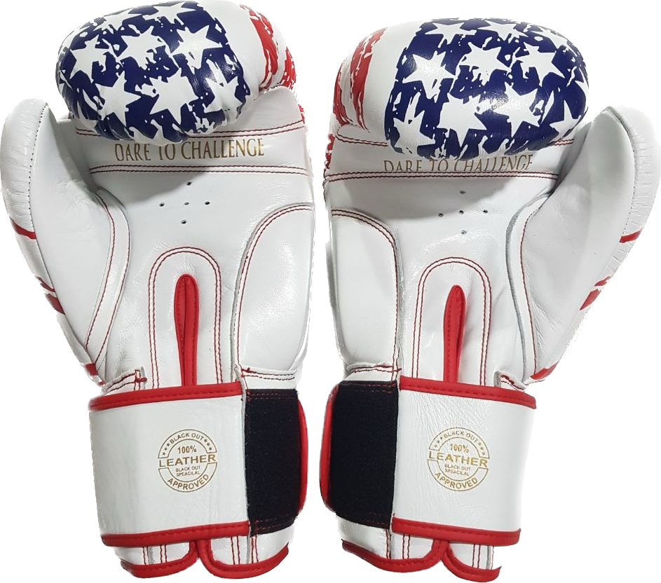 Red and white boxing gloves